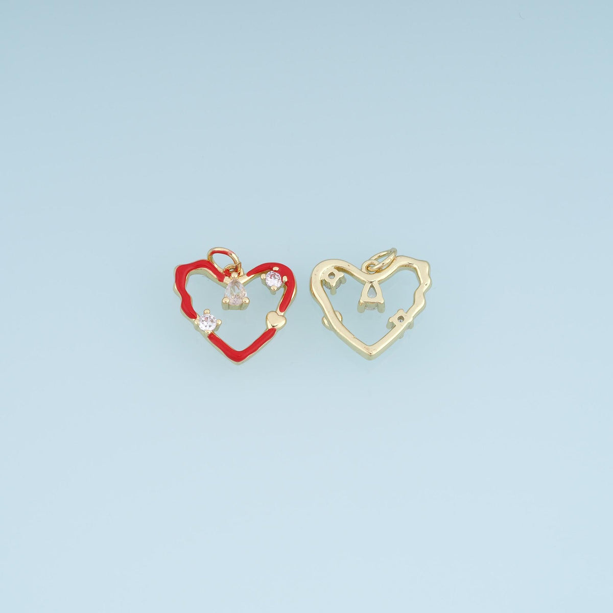 18K Gold Filled Enamel Heart Charm Pendant for Jewelry Making