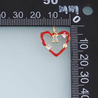 18K Gold Filled Enamel Heart Charm Pendant for Jewelry Making