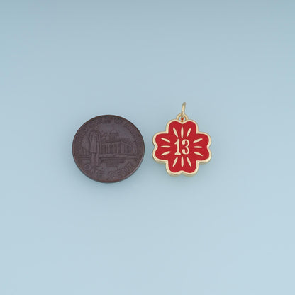 18K Gold Filled Enamel Flower Charm Pendant for Jewelry Making