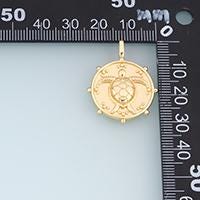 Gold Sea Turtle Pendant,18K Gold Filled Round Charm Bracelet Necklace for DIY Jewelry Making Supply