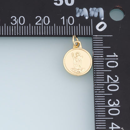 Gold Virgin Mary Pendant,18K Gold Filled Round Charm Bracelet Necklace for DIY Jewelry Making Supply