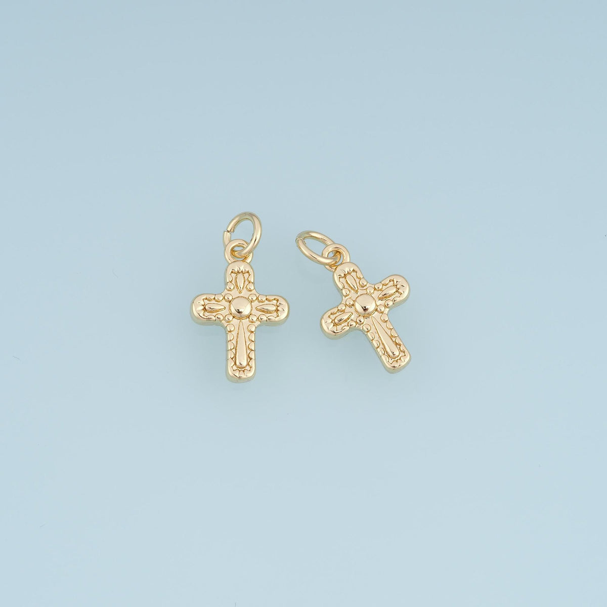 18K Gold Filled Cross Charm Pendant for Jewelry Making
