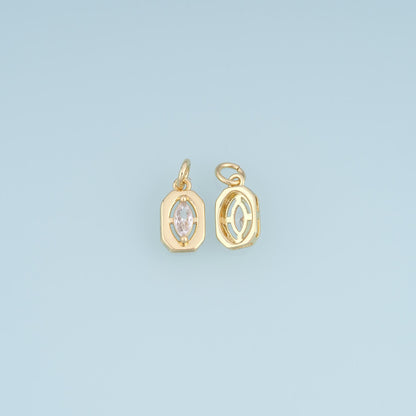 18K Gold Filled Cubic Zirconia Charm Pendant for Jewelry Making