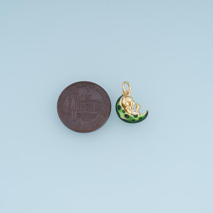 18K Gold Filled Enamel Moon Charm Pendant for Jewelry Making