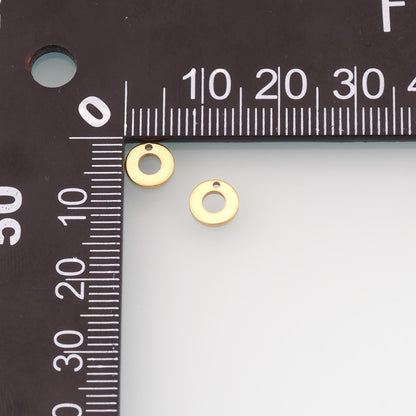 10 PCS Stainless Steel Circle Pendant, 14K Gold Filled Waterproof Tarnish Findings,DIY Necklace Bracelet Findings Supplies