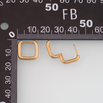 14K Gold Square Huggie Hoop Earrings for Jewelry Making
