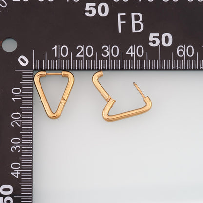 A Pair Stainless Steel Triangle Huggie Hoop Earring, 14K Gold Filled Waterproof Never Fade,Everyday DIY Jewelry Ear Stack