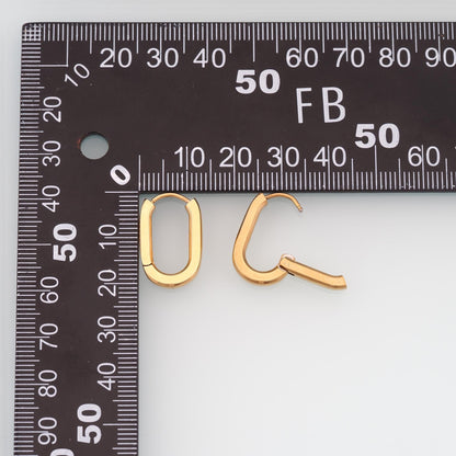 14K Gold Oval Huggie Hoop Earrings for Jewelry Making