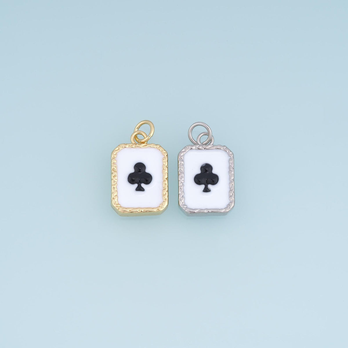 Gold Enamel Plum Bossom Playing Cards Pendant,18K Gold Filled Exquisite Charm Bracelet Necklace for DIY Jewelry Making Supply