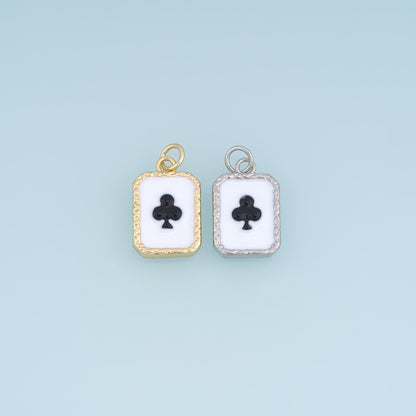 Gold Enamel Plum Bossom Playing Cards Pendant,18K Gold Filled Exquisite Charm Bracelet Necklace for DIY Jewelry Making Supply