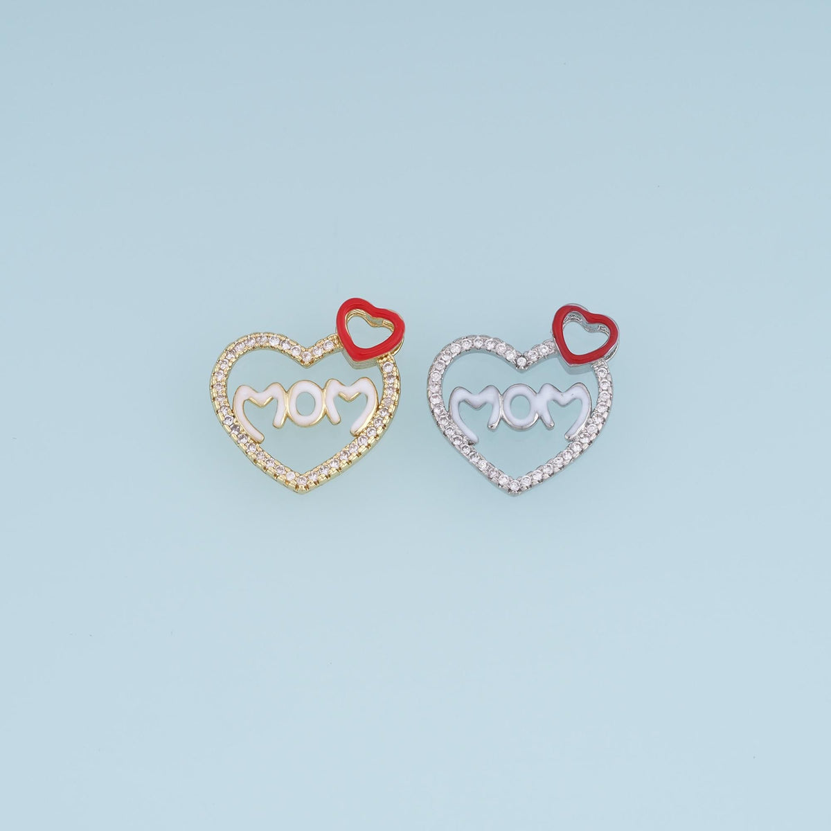 Gold CZ Cutout Heart Pendant,18K Gold Filled Exquisite Heart Charm Bracelet Necklace for DIY Jewelry Making Supply