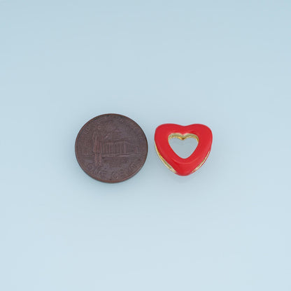 18K Gold Filled Enamel Heart Spacer Beads for Jewelry Making