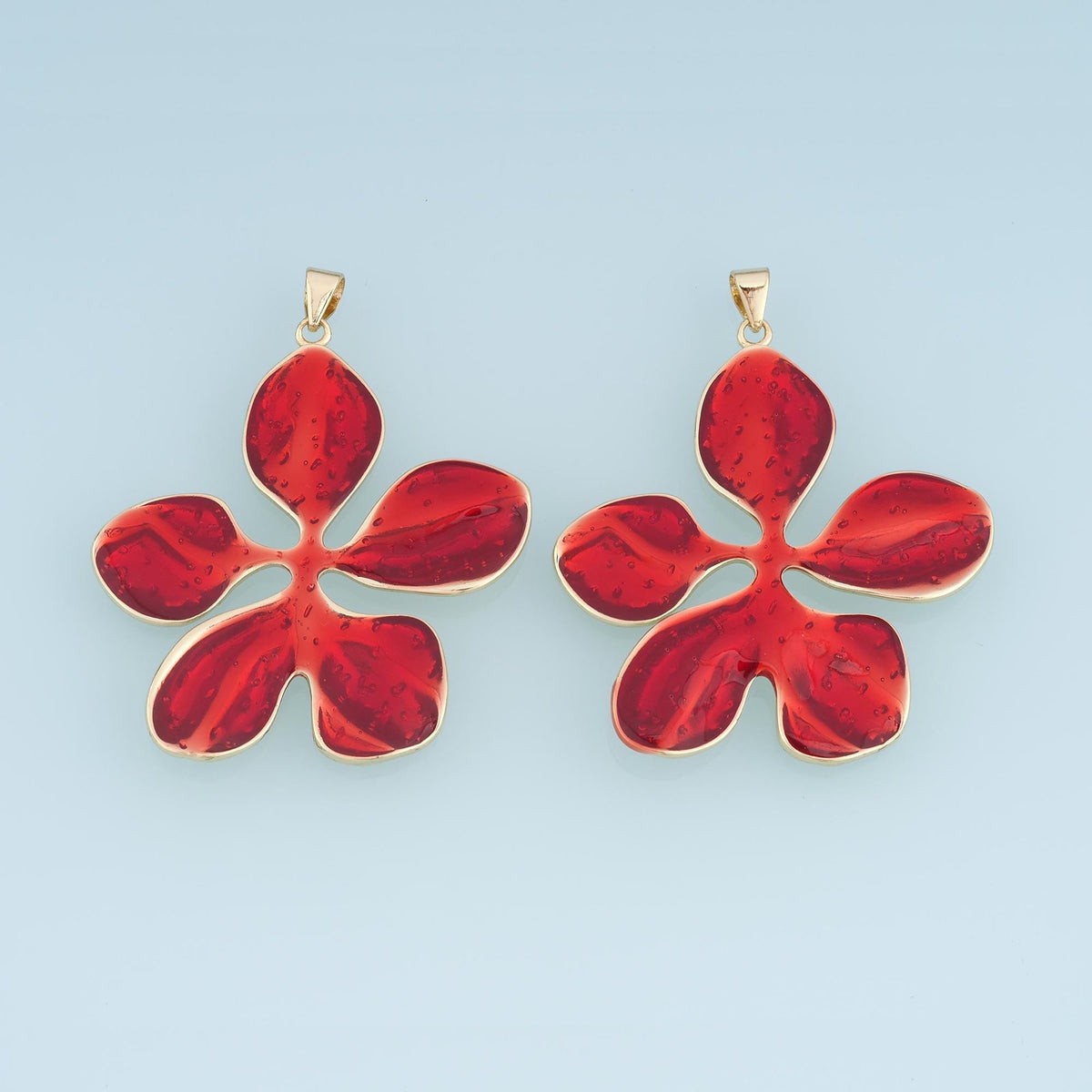 18K Gold Filled Enamel Flower Charm Pendant for Jewelry Making