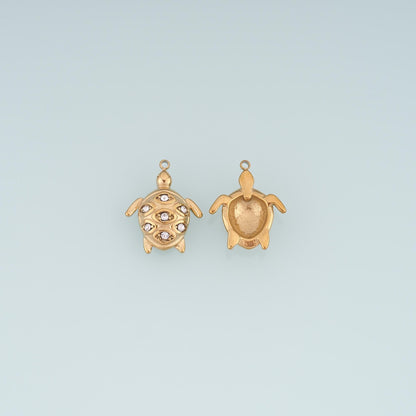 CZ Sea Turtle Pendant,14K Gold Filled Ocean Beach Charm DIY Charm for Necklace Bracelet Making
