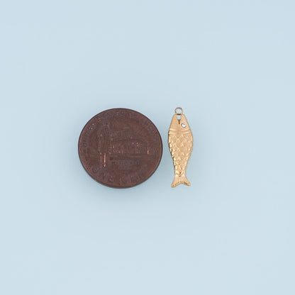 CZ Fish Pendant,14K Gold Filled Minimalist Style Charm DIY Charm for Necklace Bracelet Making
