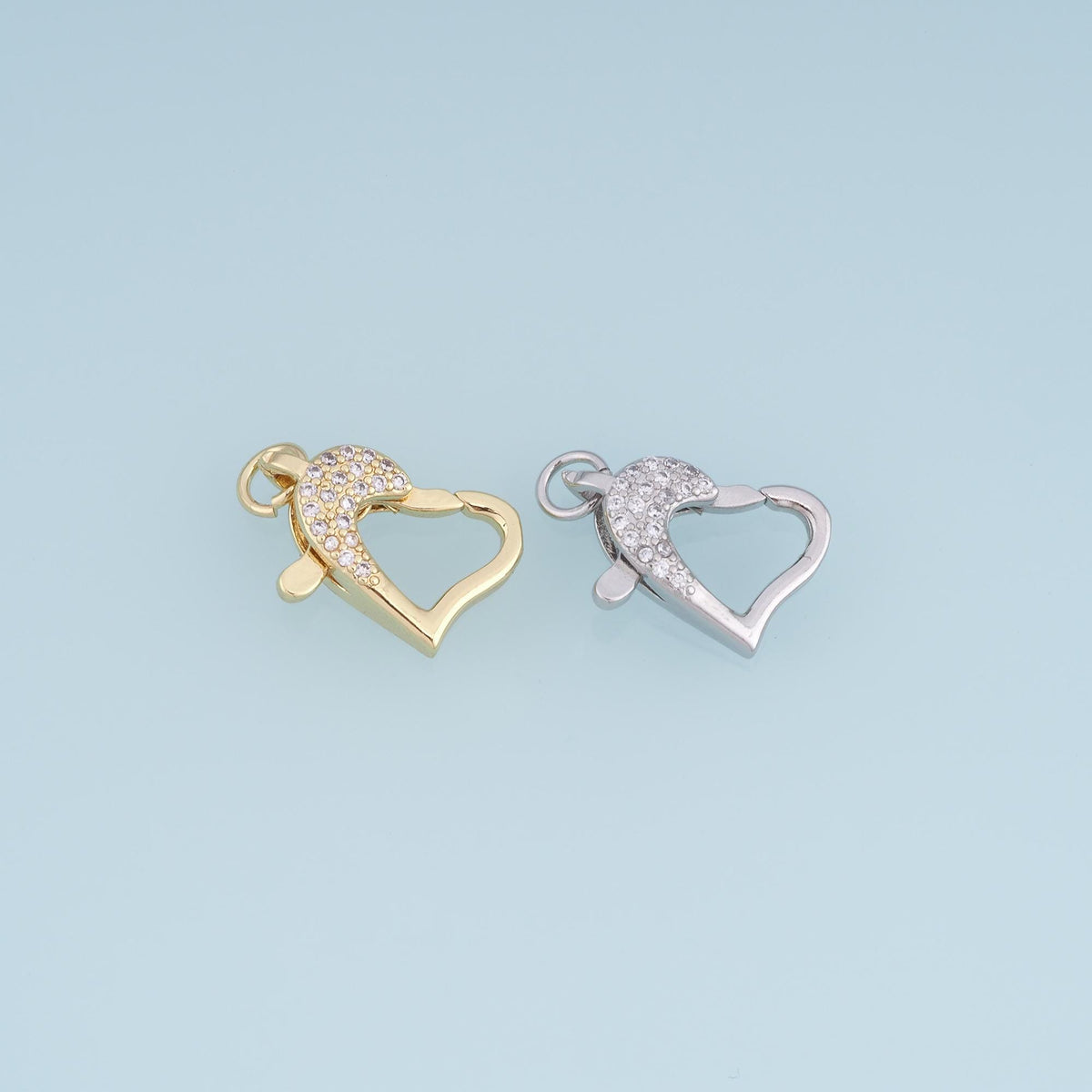 18K Gold Filled Cubic Zirconia Heart Clasp for Jewelry Making