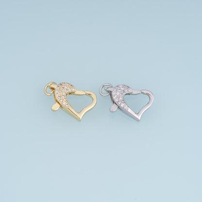 18K Gold Filled Cubic Zirconia Heart Clasp for Jewelry Making