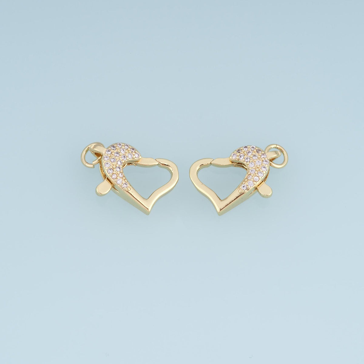 18K Gold Filled Cubic Zirconia Heart Clasp for Jewelry Making