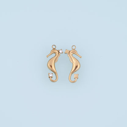 CZ Seahorse Pendant,14K Gold Filled Summer Ocean Charm DIY Charm for Necklace Bracelet Making