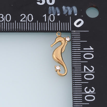 CZ Seahorse Pendant,14K Gold Filled Summer Ocean Charm DIY Charm for Necklace Bracelet Making