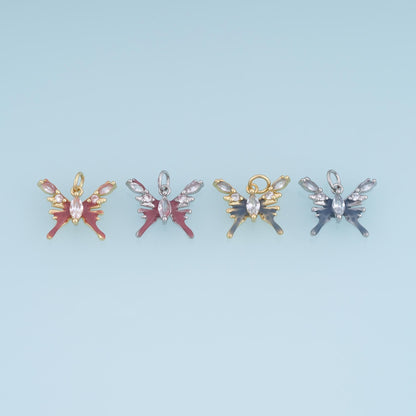 18K Gold Filled Cubic Zirconia Butterfly Charm Pendant for Jewelry Making