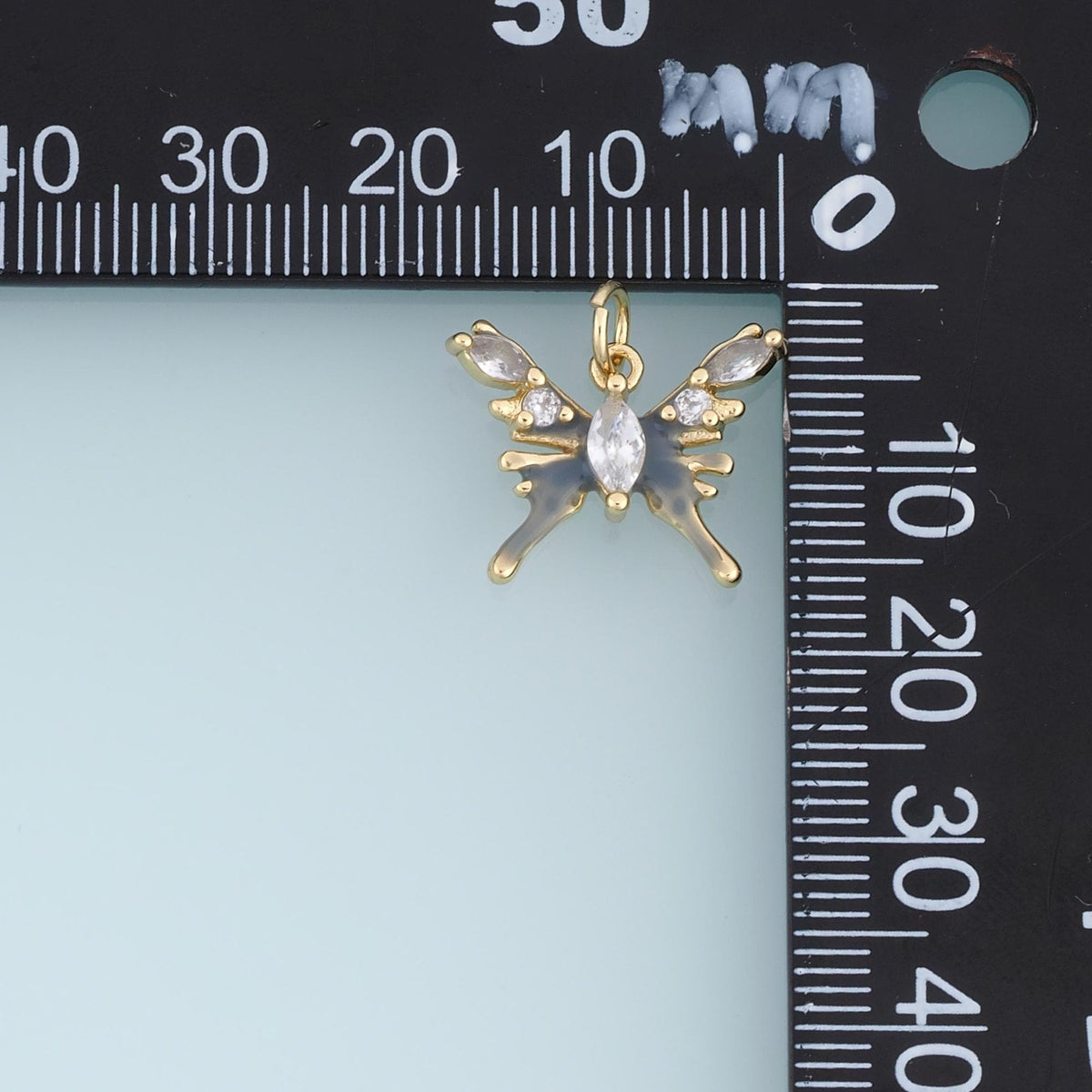 18K Gold Filled Cubic Zirconia Butterfly Charm Pendant for Jewelry Making