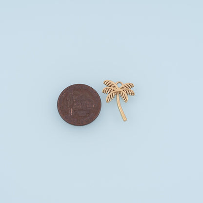 Cutout Coconut Tree Pendant,14K Gold Filled Beach Vacation Charm DIY Charm for Necklace Bracelet Making