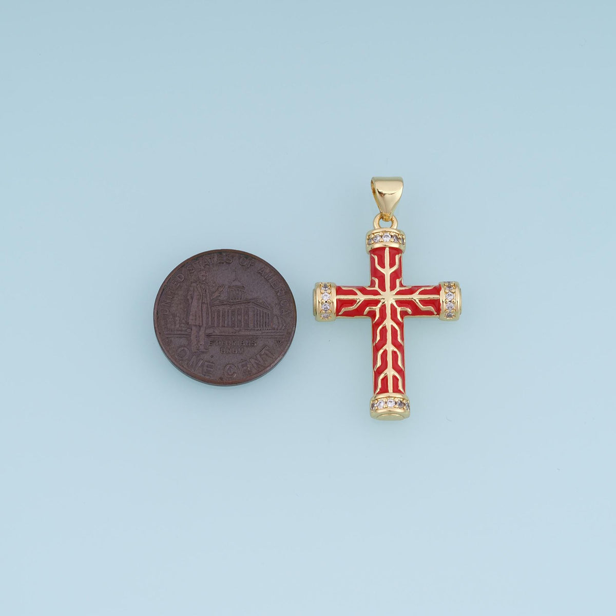 18K Gold Filled Enamel Cross Charm Pendant for Jewelry Making