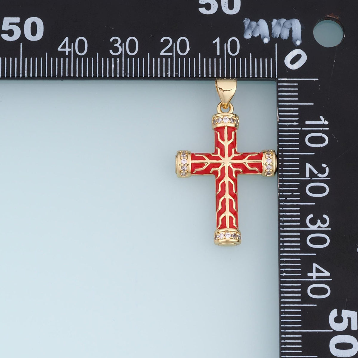 18K Gold Filled Enamel Cross Charm Pendant for Jewelry Making