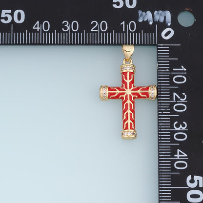18K Gold Filled Enamel Cross Charm Pendant for Jewelry Making