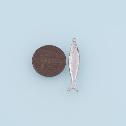 14K Gold Fish Charm Pendant for Jewelry Making