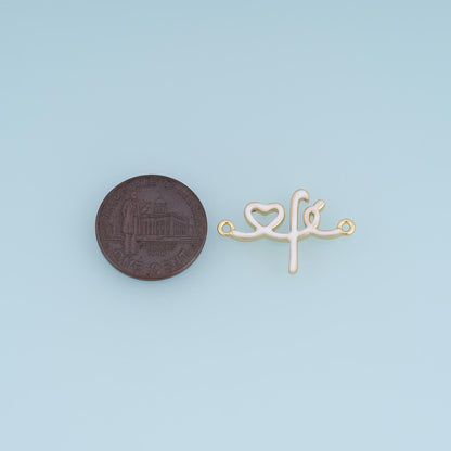18K Gold Filled Enamel Heart Connector for Jewelry Making