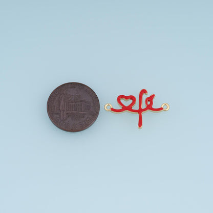 18K Gold Filled Enamel Heart Connector for Jewelry Making