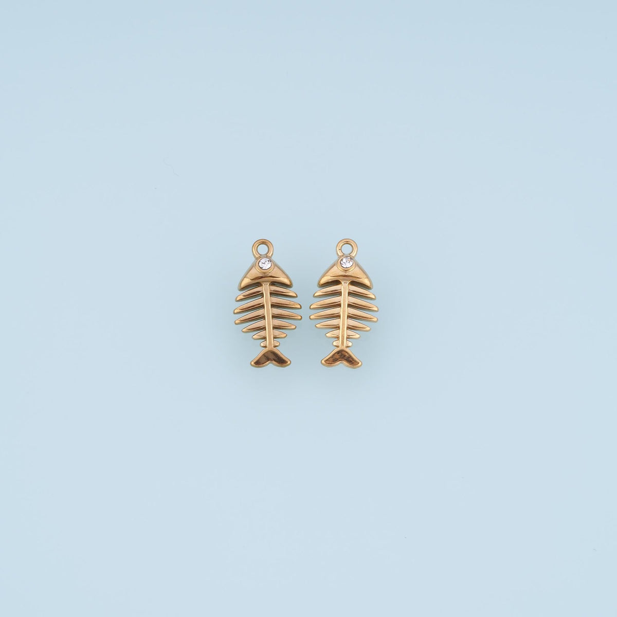 CZ Fish Bone Pendant,14K Gold Filled Fish Skeleton Charm DIY Charm for Necklace Bracelet Making