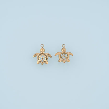 Cutout Turtle Pendant,14K Gold Ocean Beach Charm DIY Charm for Necklace Bracelet Making