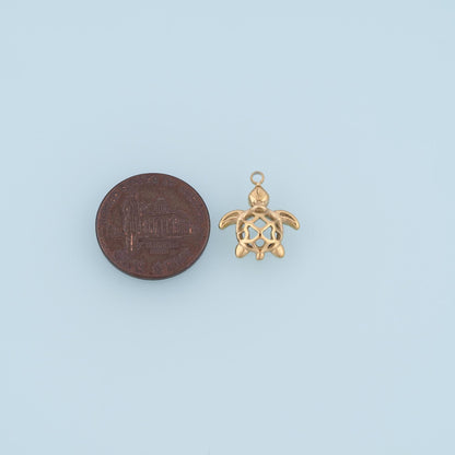 Cutout Turtle Pendant,14K Gold Ocean Beach Charm DIY Charm for Necklace Bracelet Making