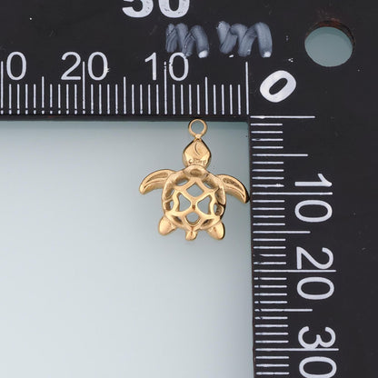Cutout Turtle Pendant,14K Gold Ocean Beach Charm DIY Charm for Necklace Bracelet Making