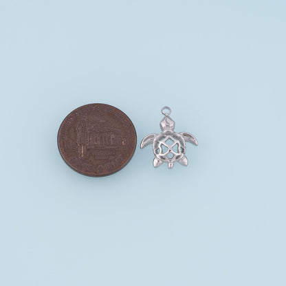 Cutout Turtle Pendant,14K Gold Ocean Beach Charm DIY Charm for Necklace Bracelet Making