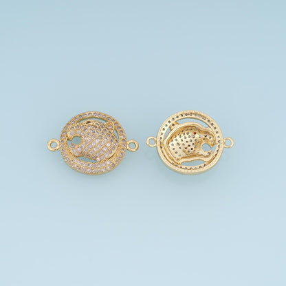 Gold Pave CZ Leopard Connector ,18K Gold Filled Animal Connector Charm Bracelet Necklace for DIY Jewelry Making Supply