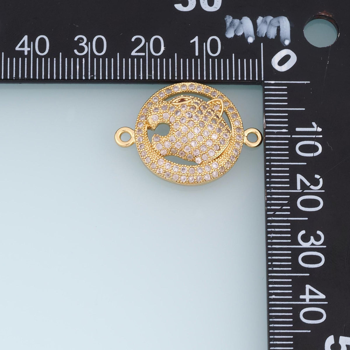 Gold Pave CZ Leopard Connector ,18K Gold Filled Animal Connector Charm Bracelet Necklace for DIY Jewelry Making Supply