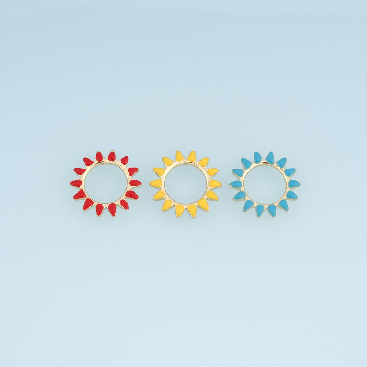 18K Gold Filled Enamel Sun Connector for Jewelry Making