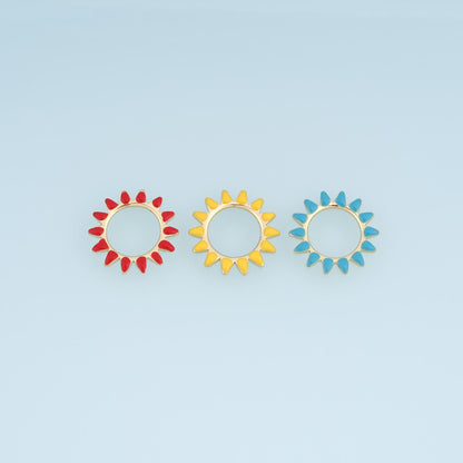 18K Gold Filled Enamel Sun Connector for Jewelry Making