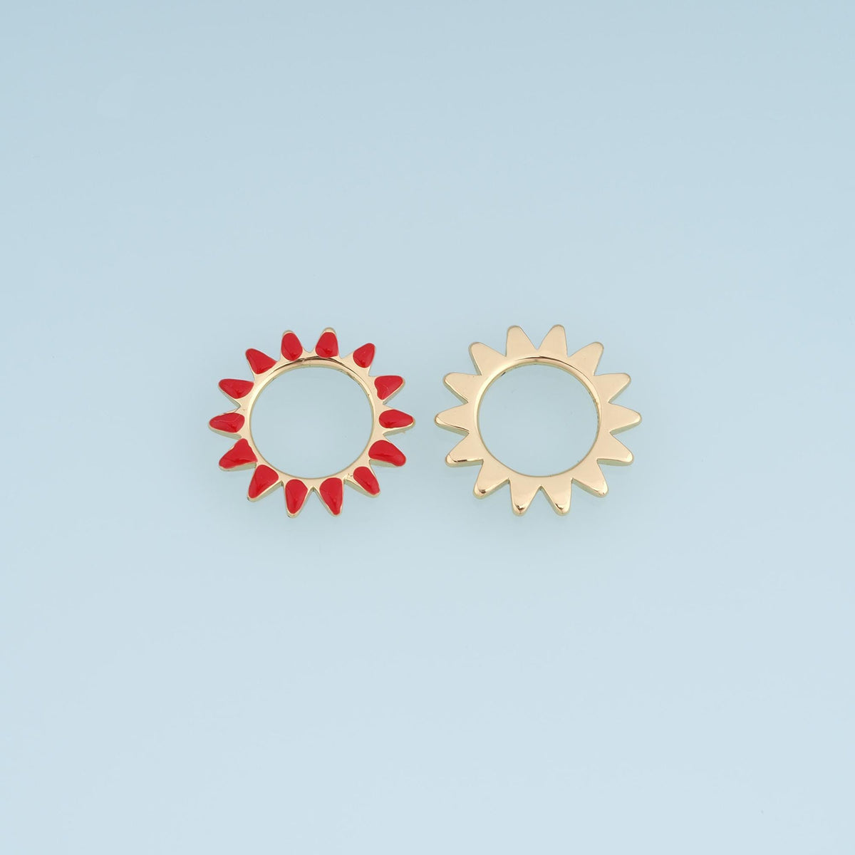 18K Gold Filled Enamel Sun Connector for Jewelry Making