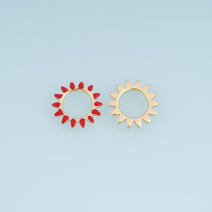 18K Gold Filled Enamel Sun Connector for Jewelry Making