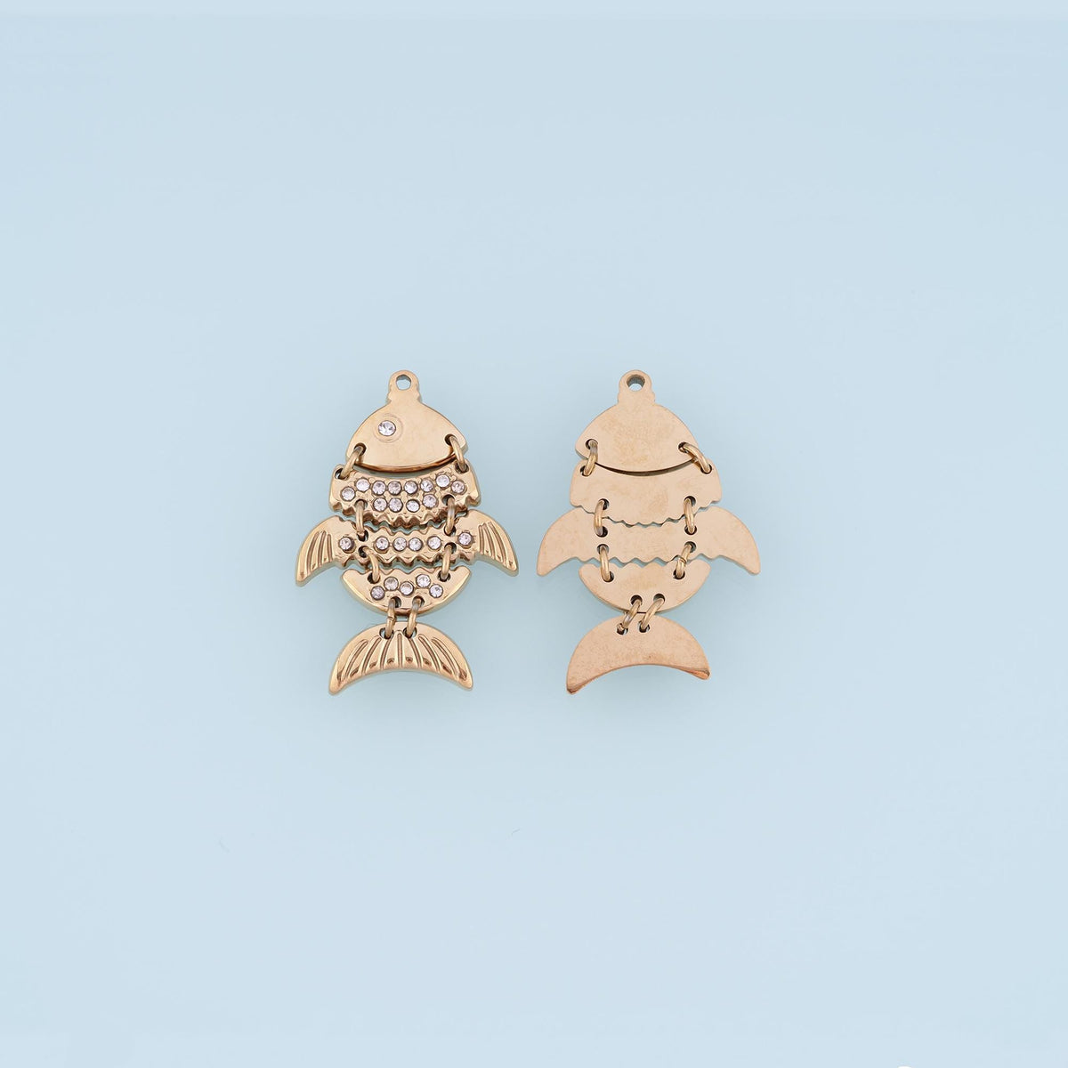 CZ Fish Pendant,14K Gold Ocean Charm DIY Charm for Necklace Bracelet Making