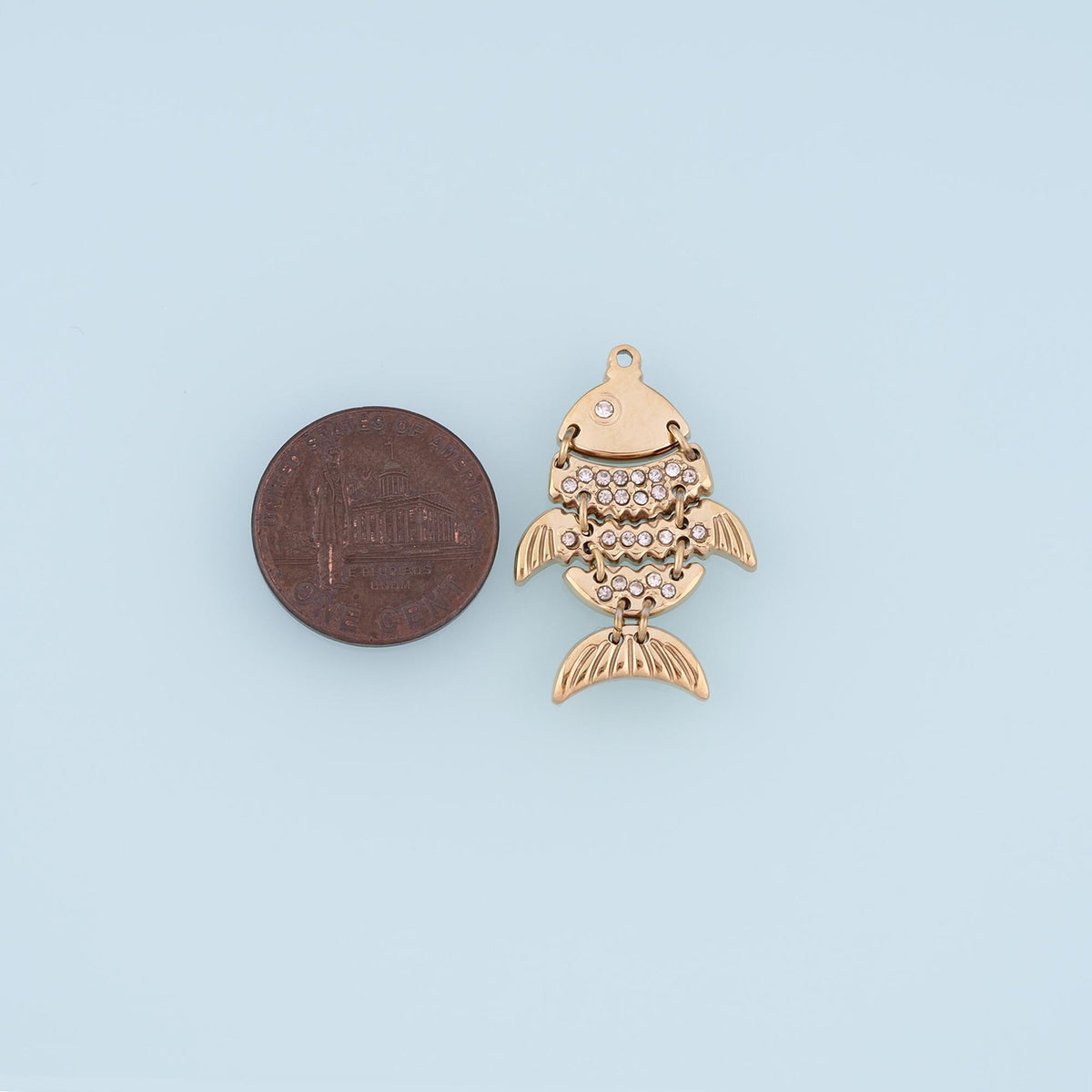 CZ Fish Pendant,14K Gold Ocean Charm DIY Charm for Necklace Bracelet Making