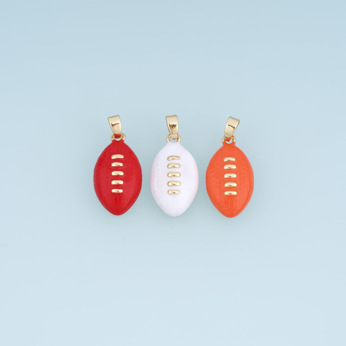 Gold Enamel Football Pendant,18K Gold Filled Sports Ball Charm Bracelet Necklace for DIY Jewelry Making Supply