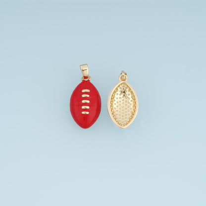Gold Enamel Football Pendant,18K Gold Filled Sports Ball Charm Bracelet Necklace for DIY Jewelry Making Supply