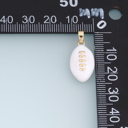 Gold Enamel Football Pendant,18K Gold Filled Sports Ball Charm Bracelet Necklace for DIY Jewelry Making Supply