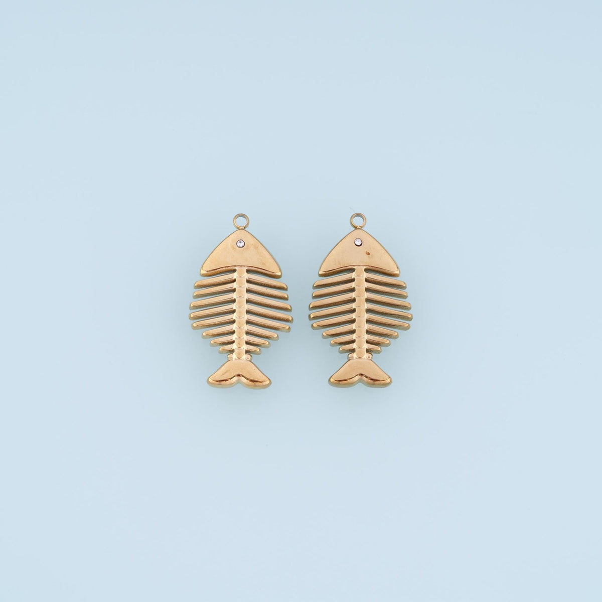 CZ Fish Bone Pendant,14K Gold Fish Skeleton Charm DIY Charm for Necklace Bracelet Making